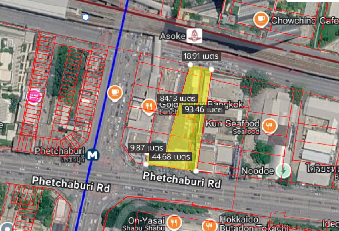 ขาย ที่ดิน เนื้อที่ 1-2-97.3 ไร่ ติดถนนเพชรบุรี ใกล้ MRT เพชรบุรี ทำเลศักยภาพใจกลางกรุงเทพฯ
